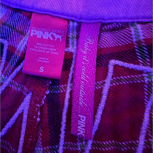 HTF PINK VICTORIAS SECRET RED PLAID FLANNEL PANTS - Picture 9 of 12